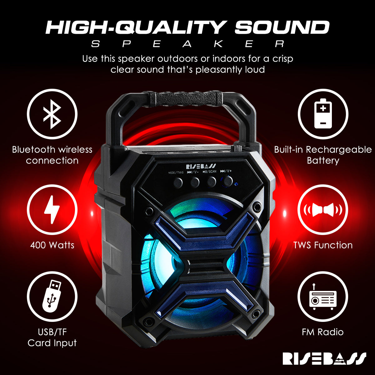 7-inch Portable Wireless Bluetooth Speaker w/ TWS Function-1